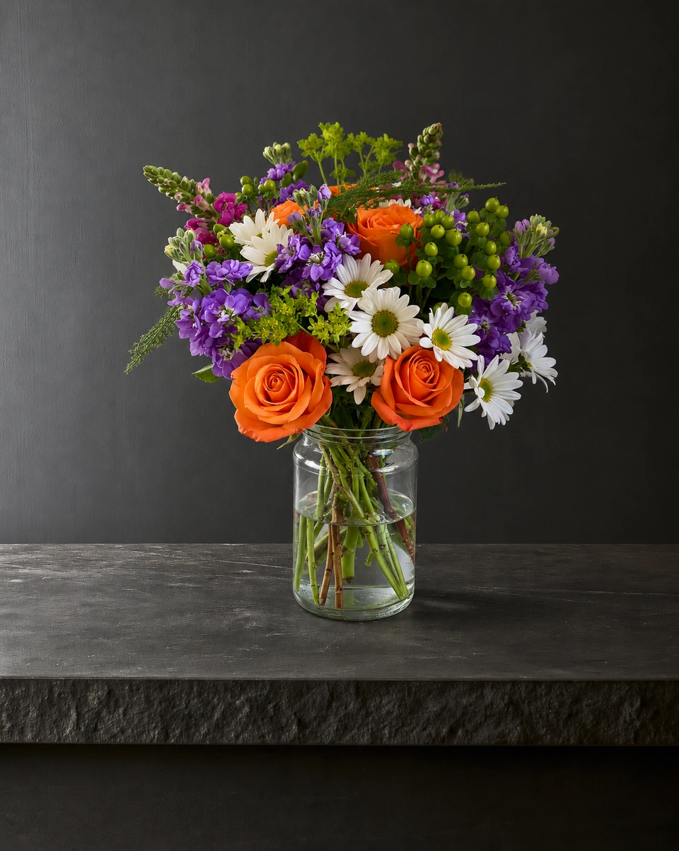 Illustrative test example: mixed jar arrangement on dark limestone