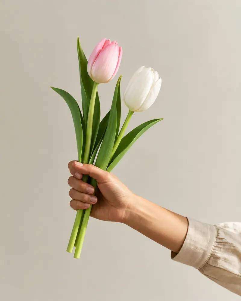 Example with sample flowers: loose flowers in the An open hand room, kept as made